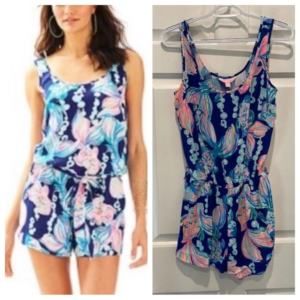Lilly Pulitzer Rina Romper/True Blue Going Coastal, 16783